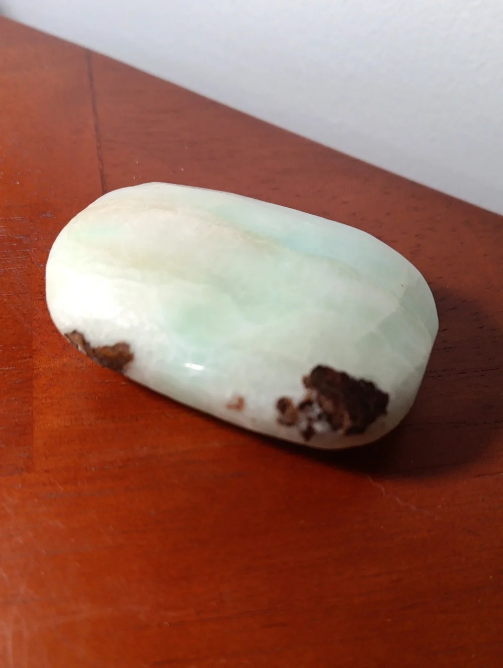 Polished Green Calcite Crystal Palm Stone
